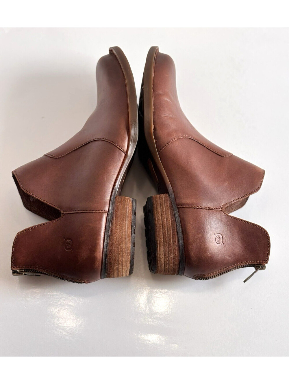 Born Kerri Ankle Booties Women's Sz 10M Brown Leather Comfort Back Zip Round Toe - Picture 7 of 15